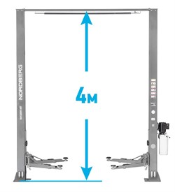 Подъемник двухстоечный 4 т, верхняя синхронизация, с электростопорами, H=4 м, 380 В, серый NORDBERG N4120H1E-4G_3+2_380 - фото 76104